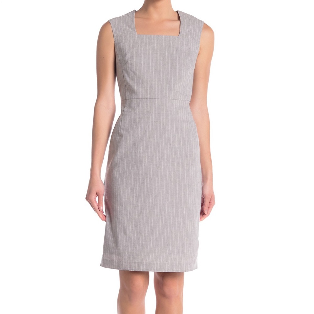 Premise striped linen sheath midi dress size 10